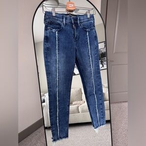 EXPRESS Distressed Mid Rise Ankle Length Jeans